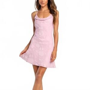 Floral Lilac Jacquard Halter Mini Dress XL